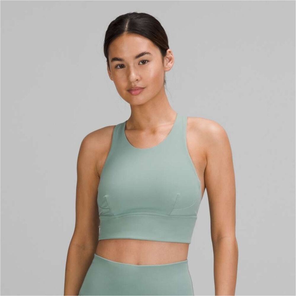 LULULEMON Wunder Train Longline Bra in Misty Glade Green Size 8 C/D Cup Med Supp